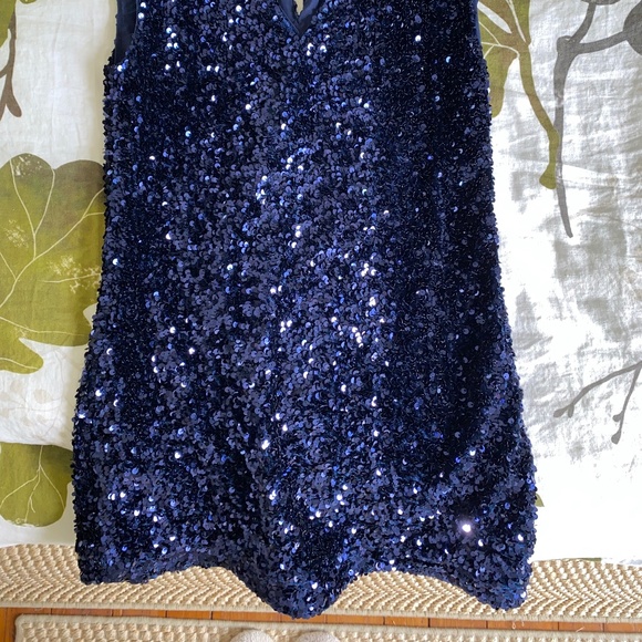HOLIDAYS!!  BANANA REPUBLIC Midnight Navy Blue Sequin Mini Dress ~ XXS  0P - Picture 6 of 15